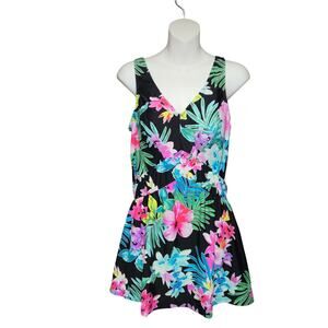 Rose Marie Reid L Swimdress Floral Tropical One Piece Swimsuit Skirt Vacation